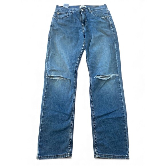 Signature Levi Strauss Jeans Womens Mid Rise Straight Leg Jeans 29x30 Distressed - Picture 2 of 16